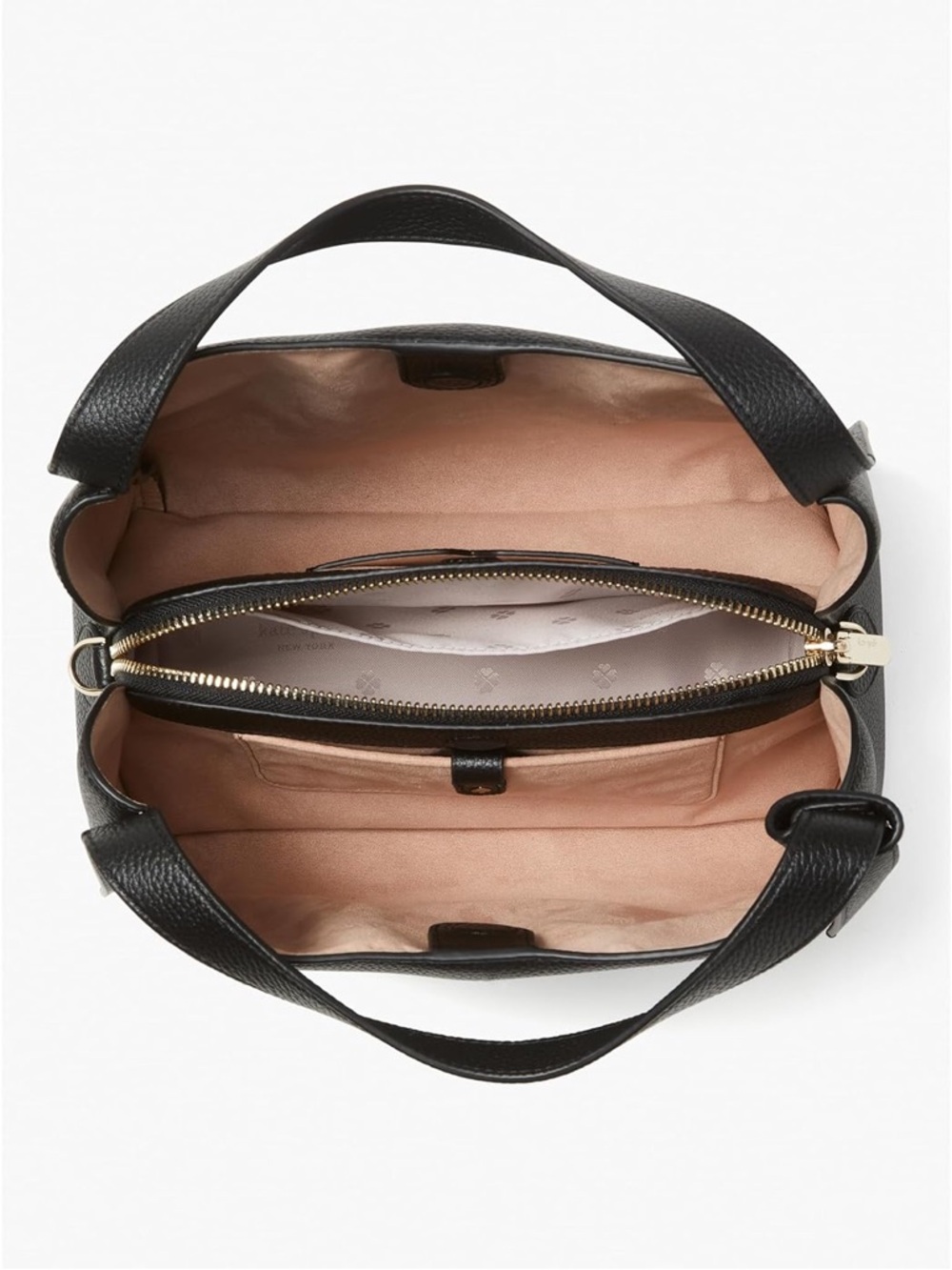 kate spade Black Pebbled Leather Shoulder Bag with Gold Logo - Picture 4 of 4